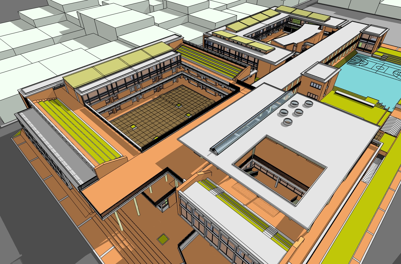 Colegio Alianza Quiroga — vista axonométrica